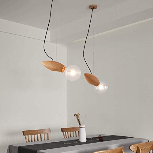 Lámpara de araña de diseño nórdico en hierro de metal con base de madera 7