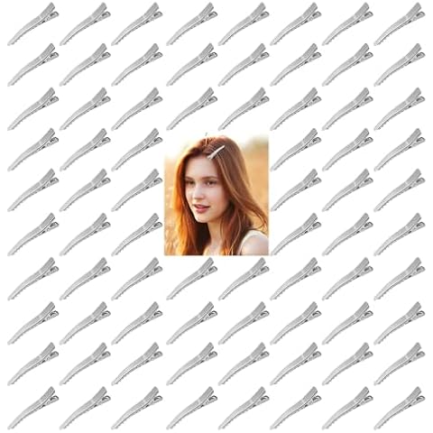 AMANMAN 200 Pcs Alligator Metal Hair Clips 45mm/1.8 inch Small Hair Sectioning Clips Hairdresser Clips Hairpins Professional Hair Styling Pins for Barbershop Women Girls DIY Accessories (Silver) Cover