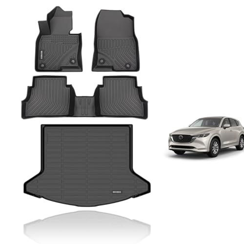 KELCSEECS® Floor Mats & Cargo Liner Custom for Mazda CX-5 2025 2024 2023 All Weather Protection Anti-Slip TPE Floor Liners Full Set Mazda CX5 Accessories Black