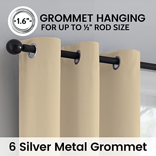 Image of SimpleHome Beige 100% Blackout Curtains Room Darkening Living Room 84 Inch