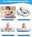 Tcruybed 5-in-1 Multifunctional Nursing Pillow with Arm Pillow - Ergonomic Wider Breastfeeding Cushion for Mom & Baby - Anti-Slip Fabric - Adjustable Waist Strap - Removable Cotton Cover