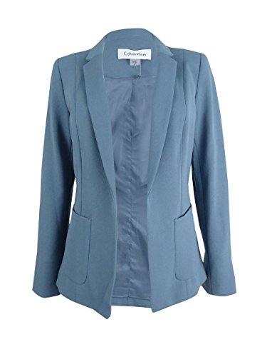 Calvin Klein Womens Petites Notch Collar Open Front Blazer Blue 12P