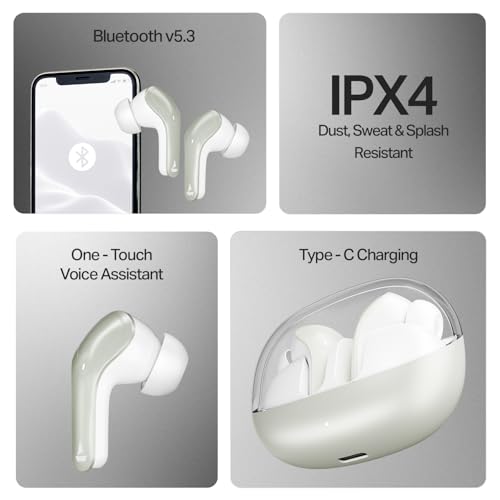 Image of Boat Airdopes Plus 311, Glass Design, ENx Tech, Fast Charge, 50 Hrs Battery, Stream Ad Free Music via App Support Bluetooth Earbuds, TWS Ear Buds Wireless Earphones with mic (Ash Grey)