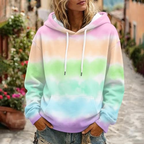 midelxp Womens Graphic Hoodies Y2K Tie Dye Shirts Loose Fit Fleece Pullover - image 3