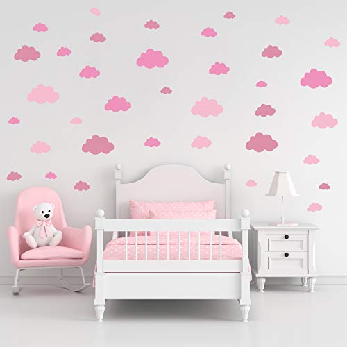 Stickers muraux nuage | Kit d'autocollants muraux de 36 pièces | Autocollant mural pour enfants (rose) Cover