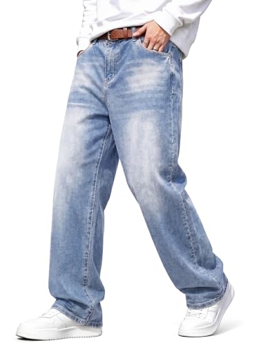 Image of JMIERR Men's Baggy Y2K Jeans Stretch Loose Fit Wide Leg Denim Pants | 5 Pockets, Oversized Casual Trousers, Vintage Relaxed wash, Breathable Cotton Blend，Hip Hop, Skater Streetwear, All-Season