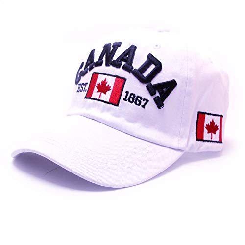 Baseball Cap Canada Flag Hat Adjustable Dad Hat Sunhat Embroidered Cap Outdoor Sun Hats For Adult White #TOP5