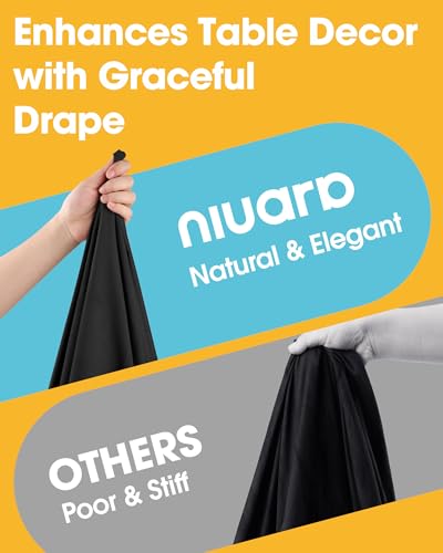 Image of Niuara Black Polyester Table Cloth, 6 Pack, 90 in | Round, Round Tables, Washable, Wrinkle Resistant, Weddings Parties