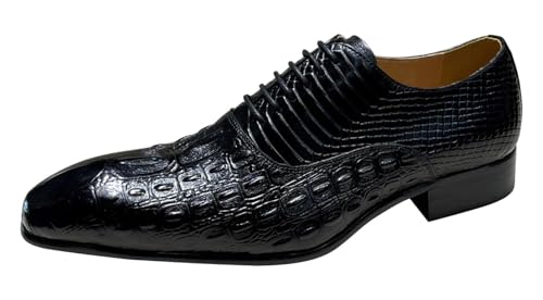 Santimon Mens Genuine Leather Oxfords Formal Dress Shoes – Fashion Comfortables Lace-Up Shoes for Business, Prom Weddings, Office