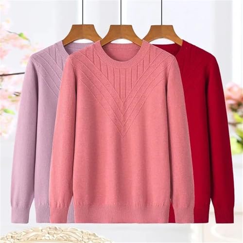 Women’s Knitted Pullover Sweater – Long Sleeve Jumper for Middle-Aged Mothers, Winter Casual Bottoming Shirt2