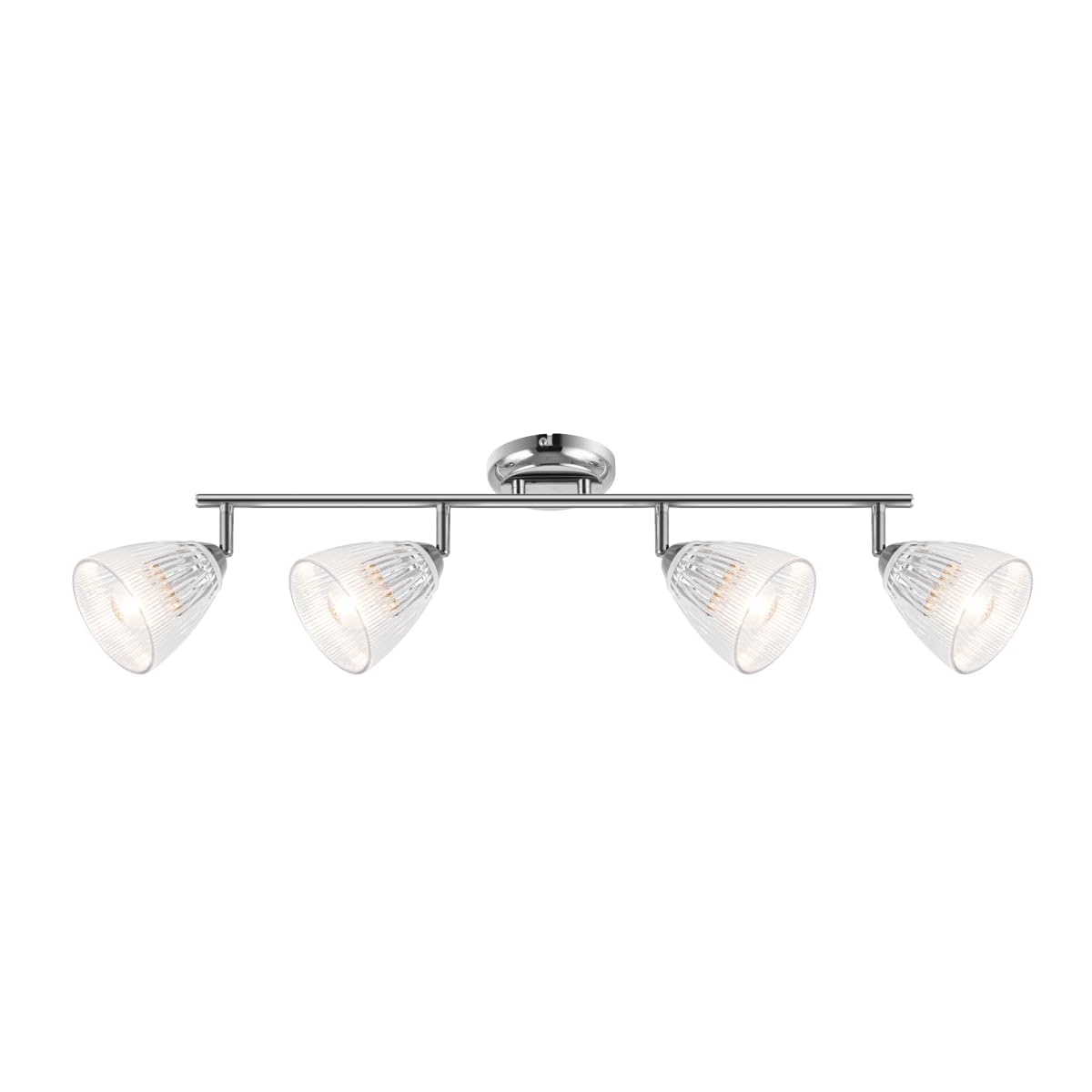 Cosylyte Athella Bathroom 4 Light Modern Ribbed Glass Spotlight - Chrome Base, IP44, 86x12x21cm, 4xE14. Max. 10W LED (Bulb not Included)