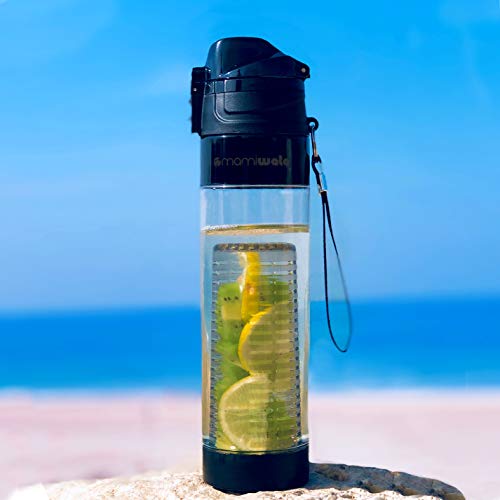 MAMI WATA Fruit Infuser Water Bottle – 24 oz – Tritan Plastic - Unique Stylish Design – Fruit Infused Water recipes eBook & Insulating sleeve – Beautiful Gift Box