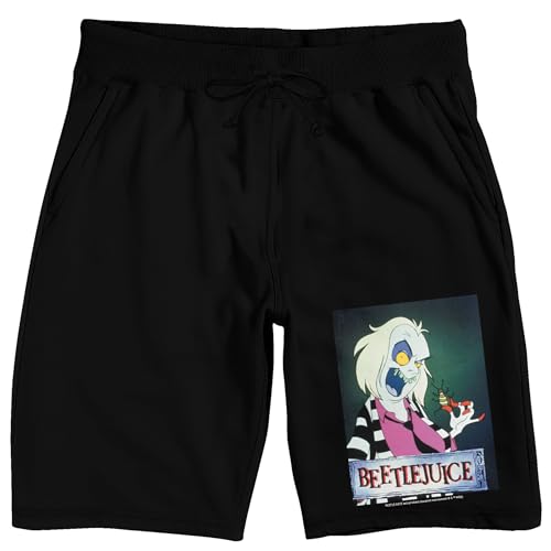 Bioworld Beetlejuice Betelgeuse Eating Bug Men's Black Sleep Pajama Shorts