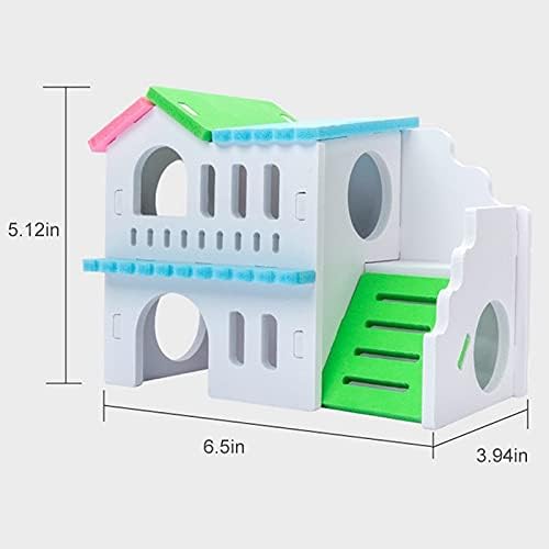 CLoxks Hamster House 2 Layer Hamster Villa Cage Small Pet House Toy Hideout Hut Toy Hamster Playhouse with Ladder Hamster Cages and Habitats