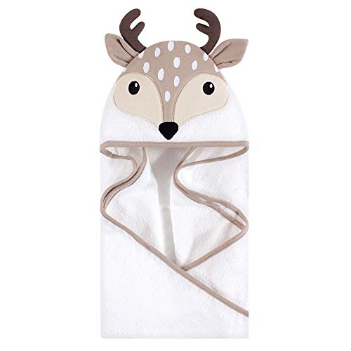 Image of Hudson Baby Unisex Baby Cotton Animal Face Hooded Towel, Little Fawn, One Size
