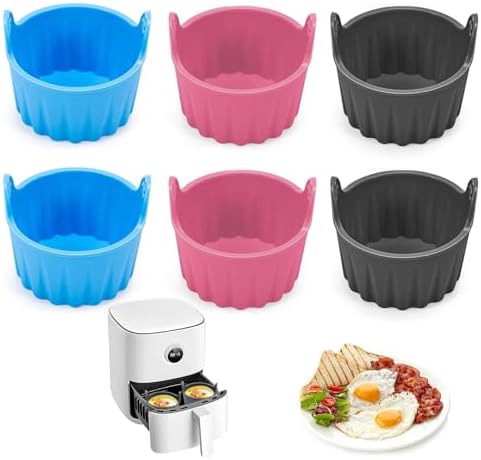 6 Pcs Silicone Air Fryer Egg Molds, Microwave Egg Cups, Reusable Non-Stick Silicone Egg Mold, Used for Microwave Steaming Eggs and Baking Cakes.