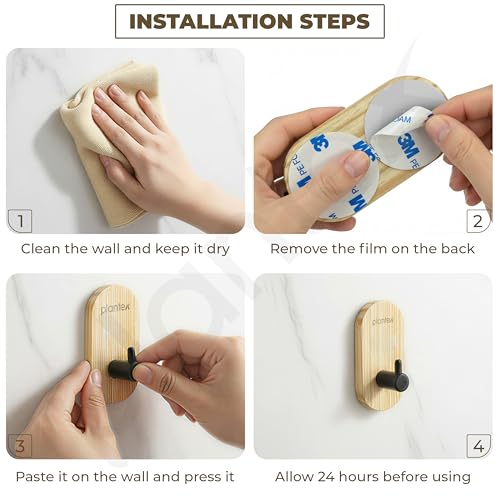 Image of Plantex Wooden Wall Hanging Hook /Bath Towel Hook /Self Adhesive Capsule Robe Hooks for Kitchen /Bathroom /Stylish Home Decor Items - Pack of 6
