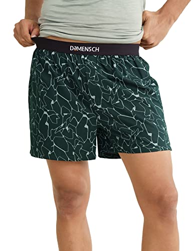 Image of DAMENSCH Solid Breeeze Inner Boxers for Men, Ultra-Light Boxers, 100% Cotton Shorts Pant, Breathable Woven Inner Cotton Shorts for Men-Crackle Green-4XL