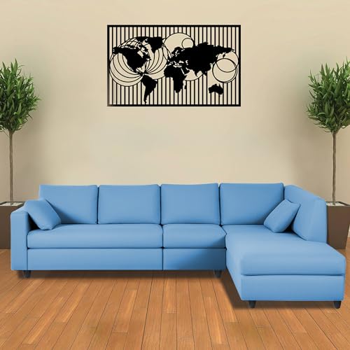 Image of Florian RHS 6 Seater L Shape Sofa Set for Living Room (Turquise Fabric) Premium Fabric Sofa