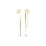 925 Sterling Silver No Piercing Cuff Earrings Chain for Women Wrap Earrings Pearl Tassel Clip On Ear