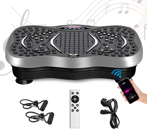 FK Sports Vibration Plate Exercise Machine, Vibration Fitness Trainer with Bluetooth Speaker, Remote, 99 Intensity Levels, 5 Programs, 2 Resistance Bands Speed Adjustable For Whole Body Workout - Image 3