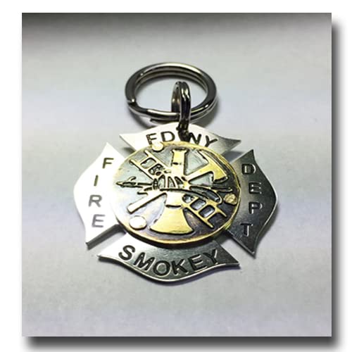 Miniatura 3 de Maltese Cross Firefighter Fireman Badge Pet Id Tag-Fire Insignia Pet Tag-Custom Pet Identification Tag-Engraved Dog Tag (1 14")