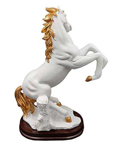 Image of AUGEN Polyresin White Horse Statue Showpiece for Home Decor Decoration and Gifting (0126, 9 Inch)