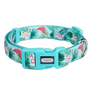 Nylon Dog Collar Spring Flamingo Pattern Printing on Ribbon, and Durable Collar for Puppies or Heavy Duty Dogs,Flamingo,Neck 8