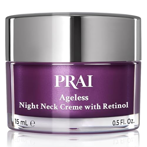 PRAI Beauty Ageless Throat & Decolletage Night Creme | Neck Firming Cream For Overnight Use | Cruelty & Paraben-Free Neck Tightening Cream with Retinol | Neck Cream for Tightening and Firming | 0.5 Oz