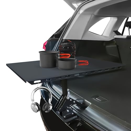 Car Camping Table, Tailgate Table for Vans and SUV, Cars Trunk Tables, Camping Essentials, Adjustable Metal Camping Table, Outdoor Table for Camping, Portable, Carbon Fibre