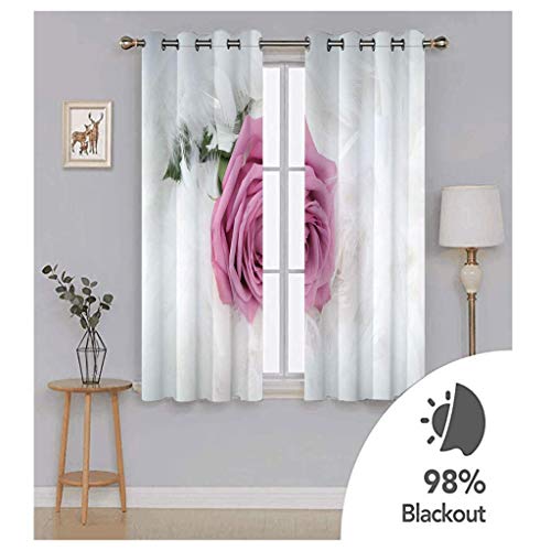 Rideaux occultants chambre moderne lot de 2 panneaux à oeillets imprimé fleuri rose - 4