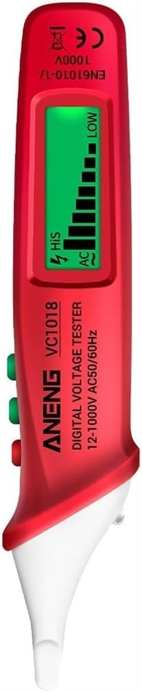 Probador de voltaje digital LCD sin contacto 12V-1000V Probador de pluma multifuncional Detector de voltaje CA/CC Lápiz de prueba de batería de continuidad eléctrica con alarma de luz sonora (Color :