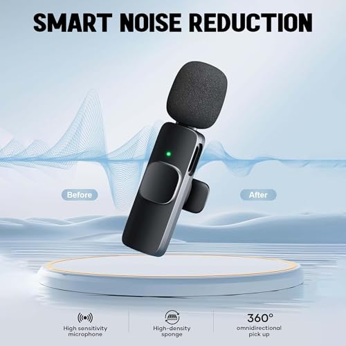 Image of Kratos KMW01 Wireless Mic, Mic Wireless for YouTube & Video Recording, Mic with 3-Level Noise Reduction, LED Indicator, Type-C and for iPhone Plug & Play Connectors, Single Channel Microphone