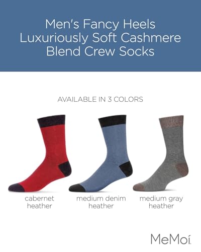 Men's Fancy Heels Cashmere Blend Crew Socks 10-13 / Medium Denim Heather2