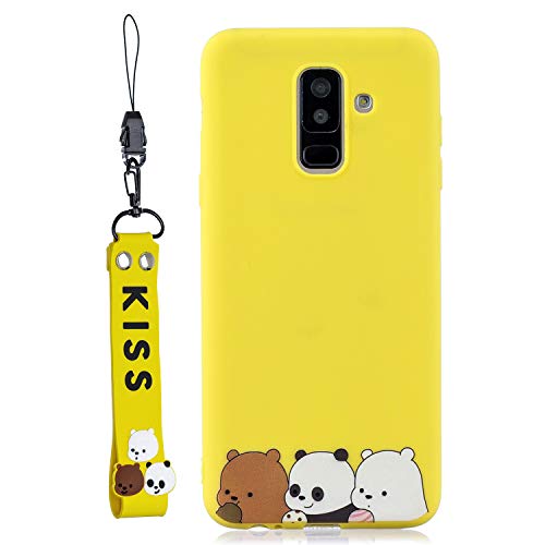 Everainy Funda Compatible para Samsung Galaxy A6 Plus 2018/A6+ (2018) Silicona TPU Gel con cordón Cover para Galaxy A6+ (2018) Bumper Ultrafina Goma Caso Caucho Antigolpes (Oso)
