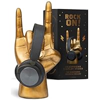 Luckies Headphone Stand | Headphone Holder | Rock On Hand | Headset Stand | Mens Jewellery Holder | Mens Desk Accessories | Controller Holders | Guitar Accessories | Desk Tidy | Dad Rock Gifts | Gold