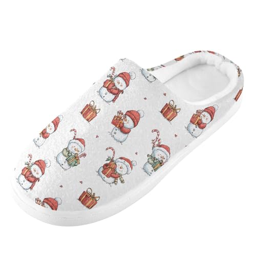 Fuzzy Memory Foam Slippers for Women/Men Snowman Gift Pattern Fluffy Winter House Shoes Indoor and Outdoor