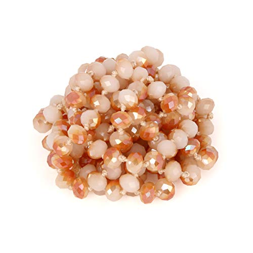 Hand Knotted Beads Endless Long Statement Necklace - Handmade Versatile Beaded Strand Lariat Multi Layer Infinity Wrap 60" Sparkly Faceted Crystal Rondelle, Faux Pearl2