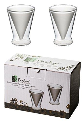 Vasos en punta de doble pared, 2 x 70 ml, interior satinado, Spikey® by Feelino®
