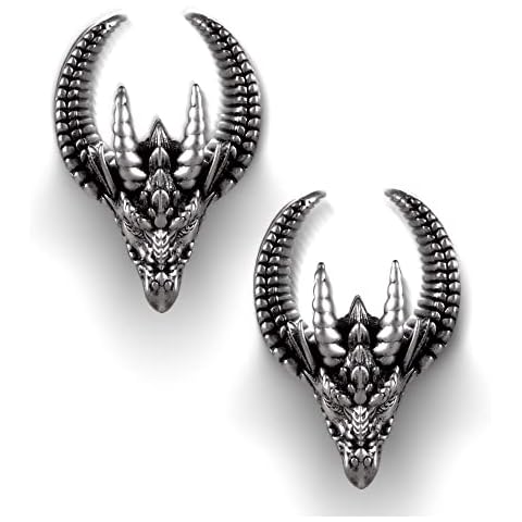 KOOBODY Vintage Brass Skull Ear Tunnels Cover