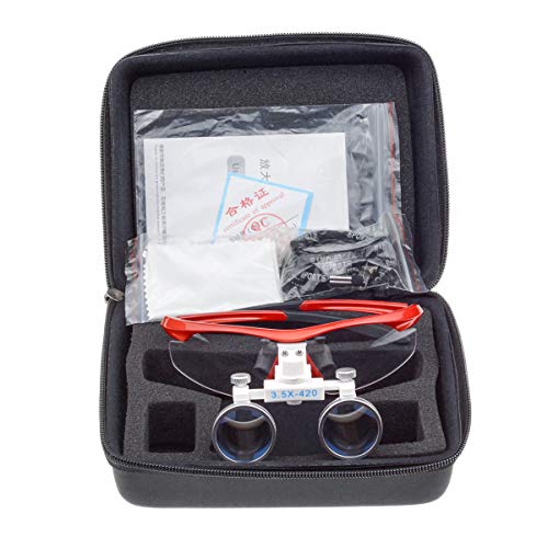 Orilao Chirurgisches Binokular, beschlagfreie Lupe, 3,5 x 420 mm Arbeitsabstand, optisches Glas, Rot