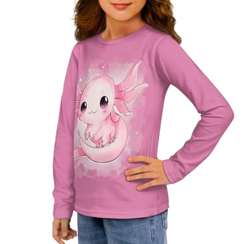 Image of Girls Long Sleeve Shirts Casual Crewneck Soft T-shirts for Girls 3-16 Years Old