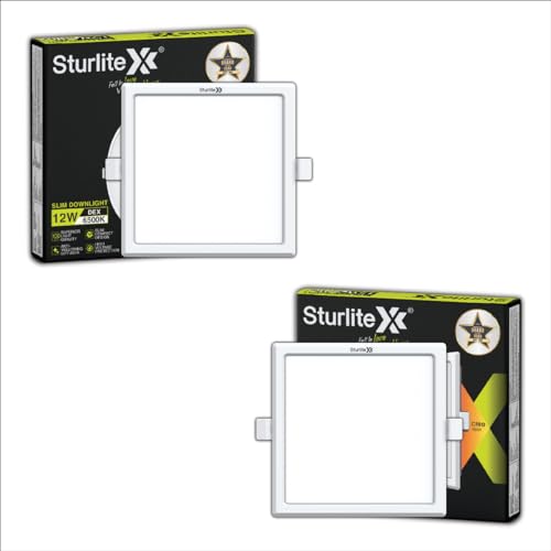Image of Sturlite Dex 12W Square LED Downlight| Cool White Color Temperature| 1200 Lumens with CRI Tech for Various Ceiling Types and Rooms - (Pack of 2)