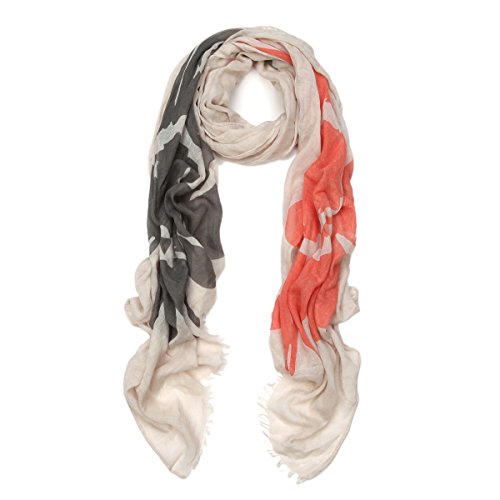 TrendsBlue Premium Large Sunflower Print Frayed End Scarf Wrap