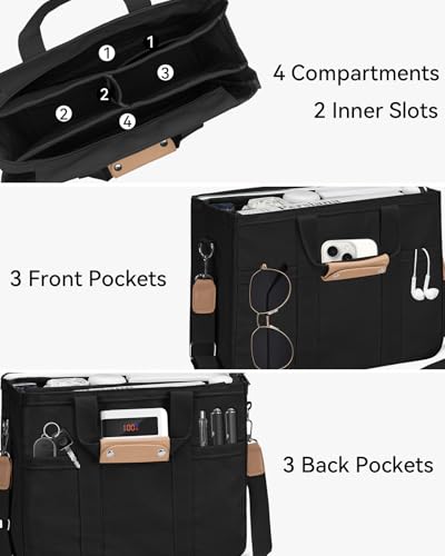 VOFANK Canvas Tote Bag for Women with Zipper and Compartments Large Work Bible Bag Crossbody Teacher College Tote Purse3