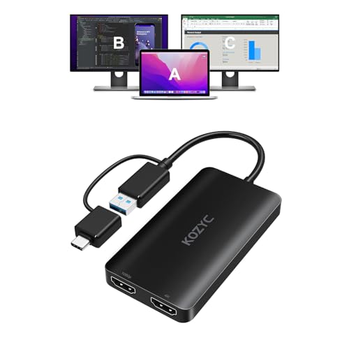 XinYaa Adattatore USB 3.0 A Doppio HDMI – Collega Due Monitor In Un Click, Supporta Estensione E Mirroring Per Windows E Mac