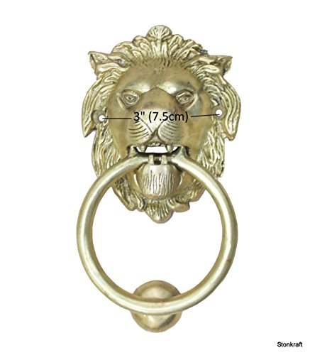 Stonkraft Brass Lion Door Knocker Knockers Gate Knocker Door Accessories (Lion 5") #TOP5