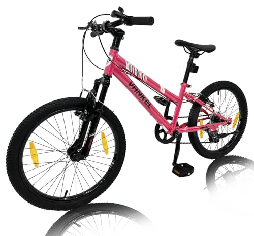 Sinaopus Vankel Bicicleta infantil de 20 pulgadas, bicicleta de montaña para niños y niñas, 6 velocidades, cambio de cadena, 20 pulgadas – 6 – 9 años con frenos de disco de alta calidad (rojo) (rojo)