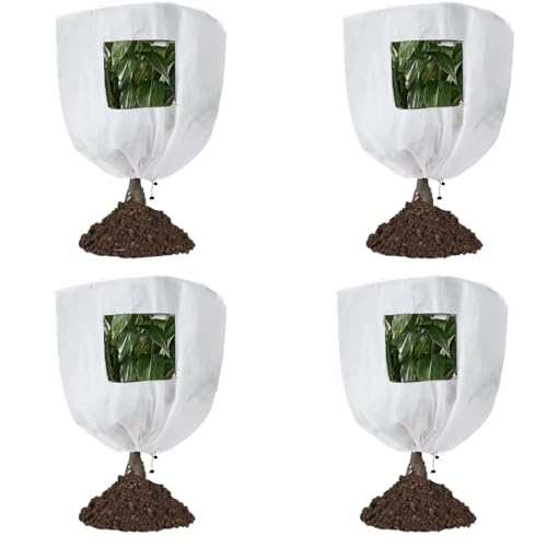 CMINGJ 植物霜保護カバー、39.44 x 39.38インチ、4パック、ジッパー付き冬ツリーブランケット(幅39.25インチ x 高さ39.4インチ) (4パック)