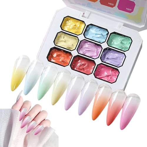 Gel decorativo – Gel para pintar uñas 9 colores – Esmalte no aclarar de larga duración con endurecimiento UV LED para el diseño de belleza para manicura francesa en el ambiente doméstico
